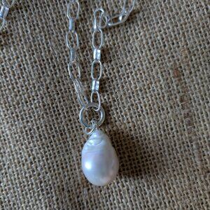 Sterling Long Chain with Baroque Shiny Pearl